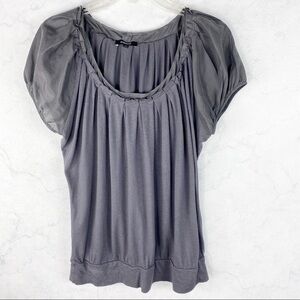 [Express] Gray Chiffon Pleated Shirt